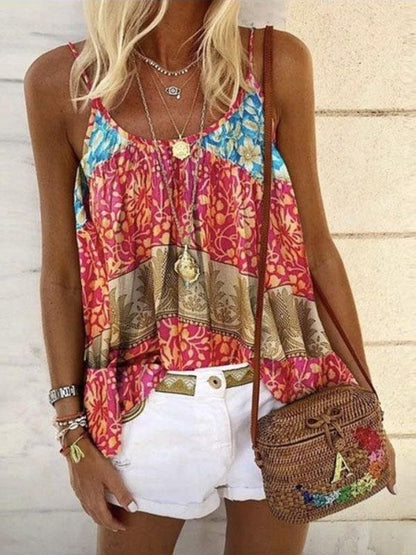 Summer Floral Print Loose Camisole - LuckyFash™