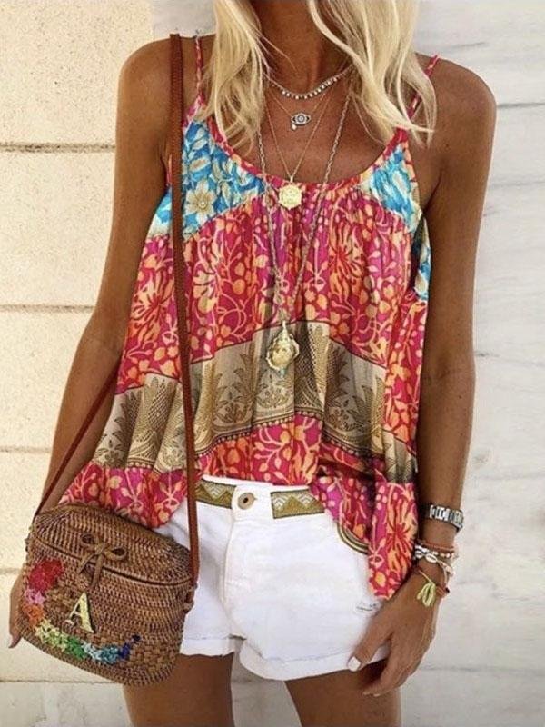 Summer Floral Print Loose Camisole - LuckyFash™