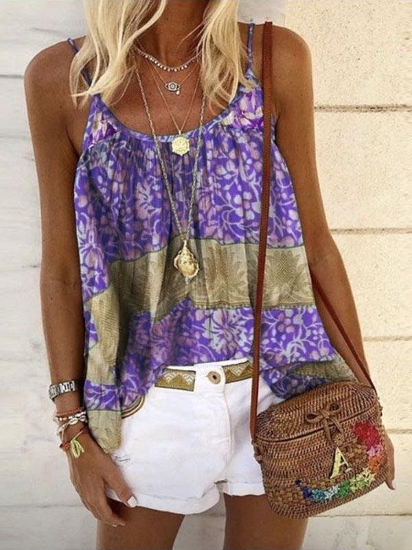 Summer Floral Print Loose Camisole - LuckyFash™