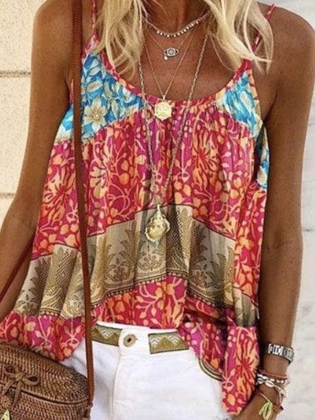 Summer Floral Print Loose Camisole - LuckyFash™