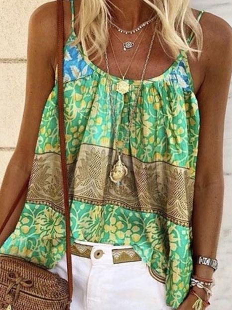 Summer Floral Print Loose Camisole - LuckyFash™