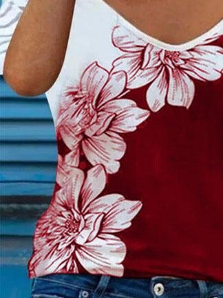 Summer Short-sleeved Printed V-neck Top - LuckyFash™
