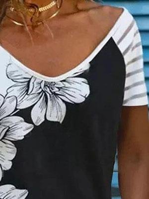Summer Short-sleeved Printed V-neck Top - LuckyFash™