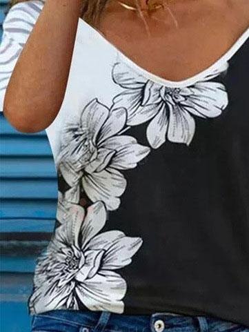 Summer Short-sleeved Printed V-neck Top - LuckyFash™