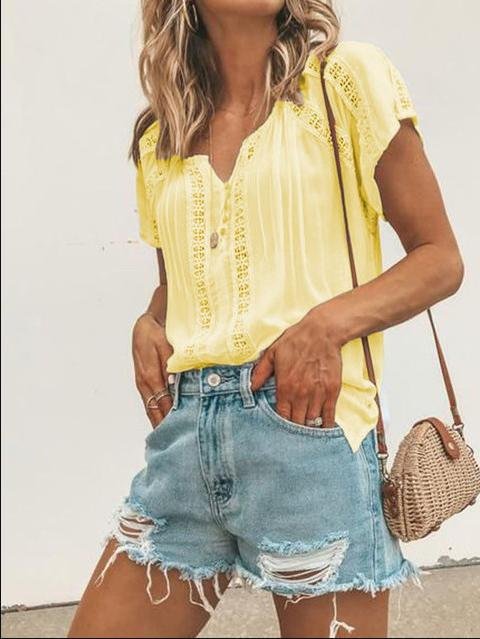 Summer Short-sleeved Stitching Loose T-shirt - LuckyFash™