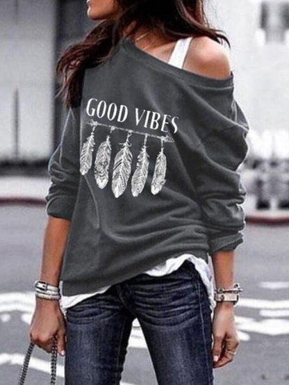 T-shirt Feather Hand-printed Sweater T-shirt - LuckyFash™