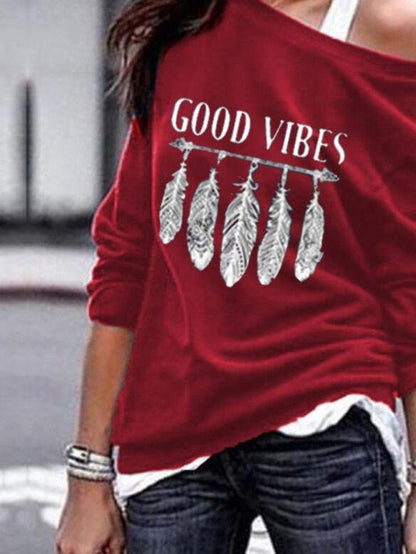 T-shirt Feather Hand-printed Sweater T-shirt - LuckyFash™