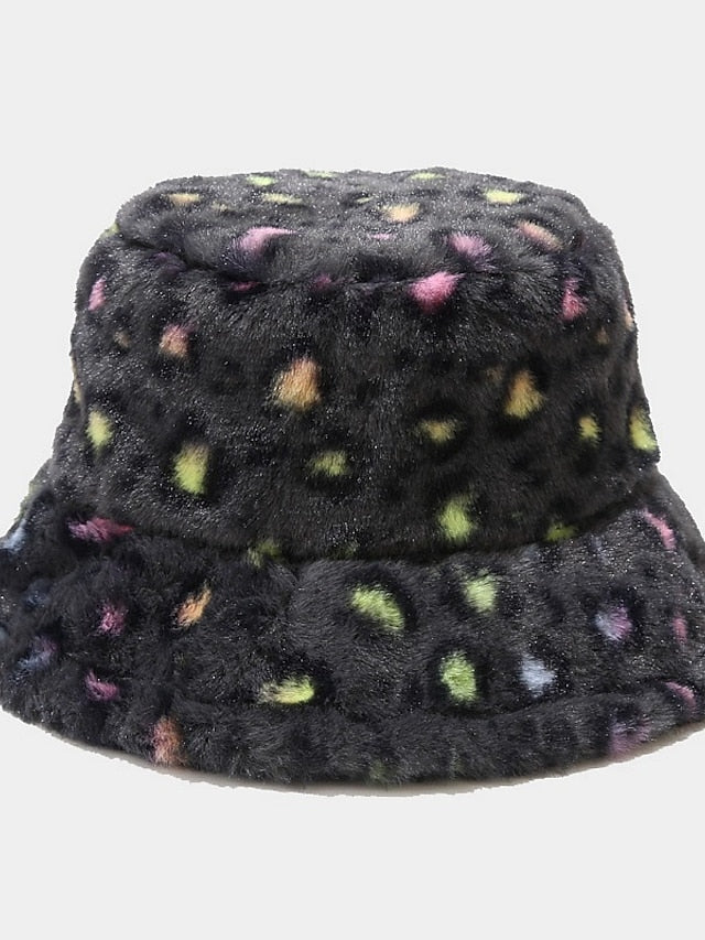 New Winter Bucket Hats Fluffy Fur Men Women Panama Hat Fashion Warm Fisherman Cap Multi Color Leopard Printed Hat - LuckyFash™