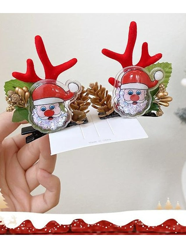 1PC Women's Girls' Hair Clip For Christmas Fabric 9970H White Hair Brown Antler Hair Clip 9970N Red Sequin Green Bow Hair Clip 9970Z Snowflake Bow Antler Hair Clip - LuckyFash™