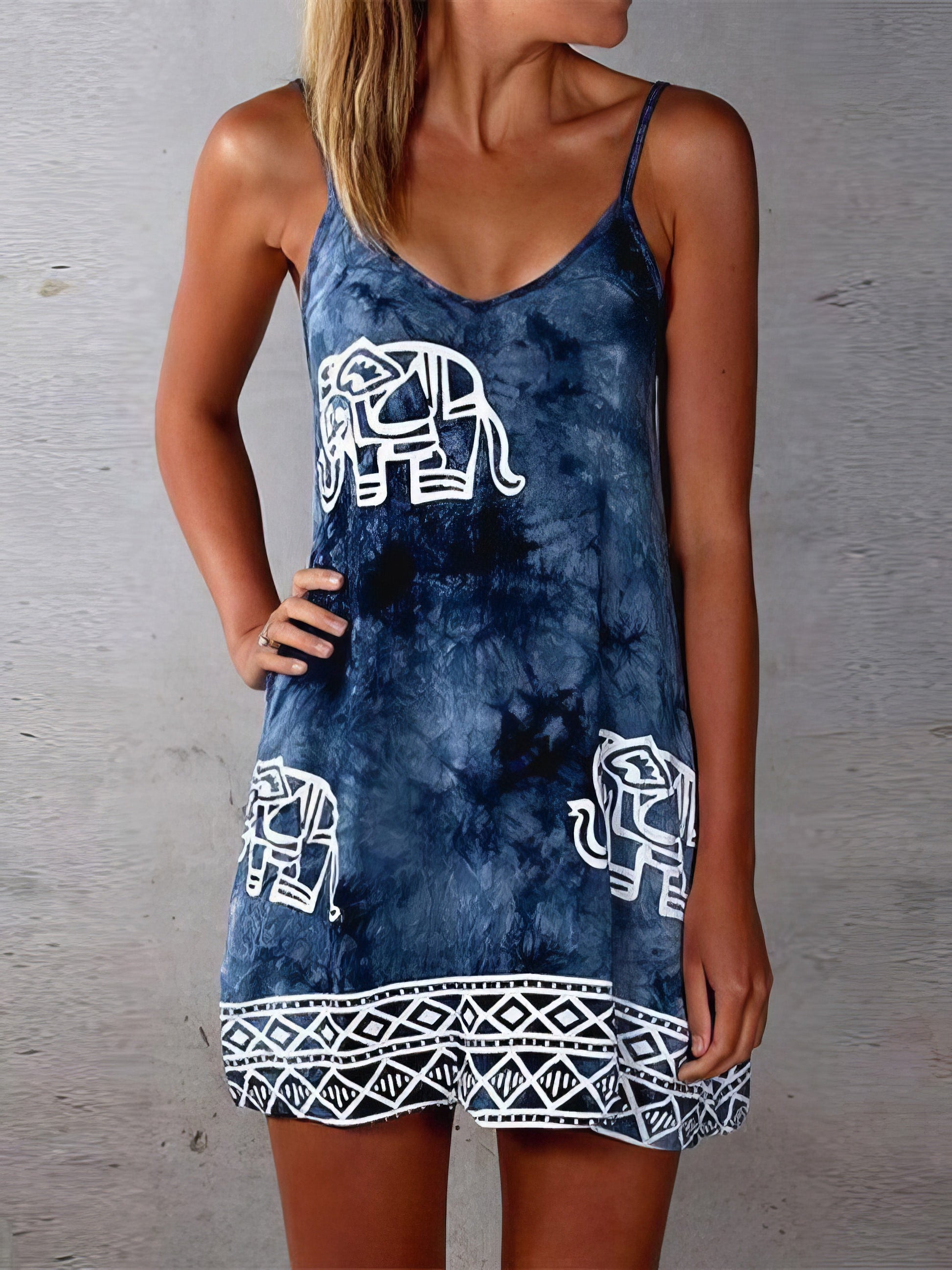 Tie-dye Elephant Print Sleeveless Skirt - LuckyFash™