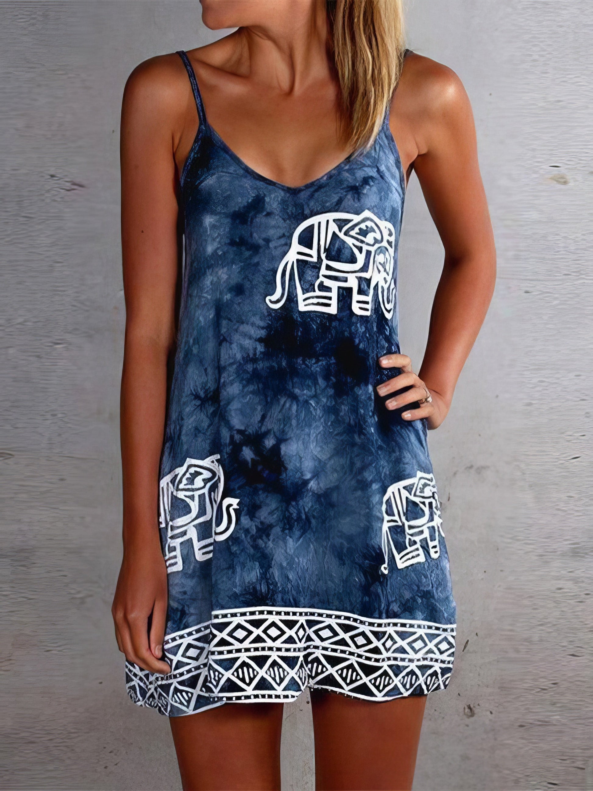 Tie-dye Elephant Print Sleeveless Skirt - LuckyFash™