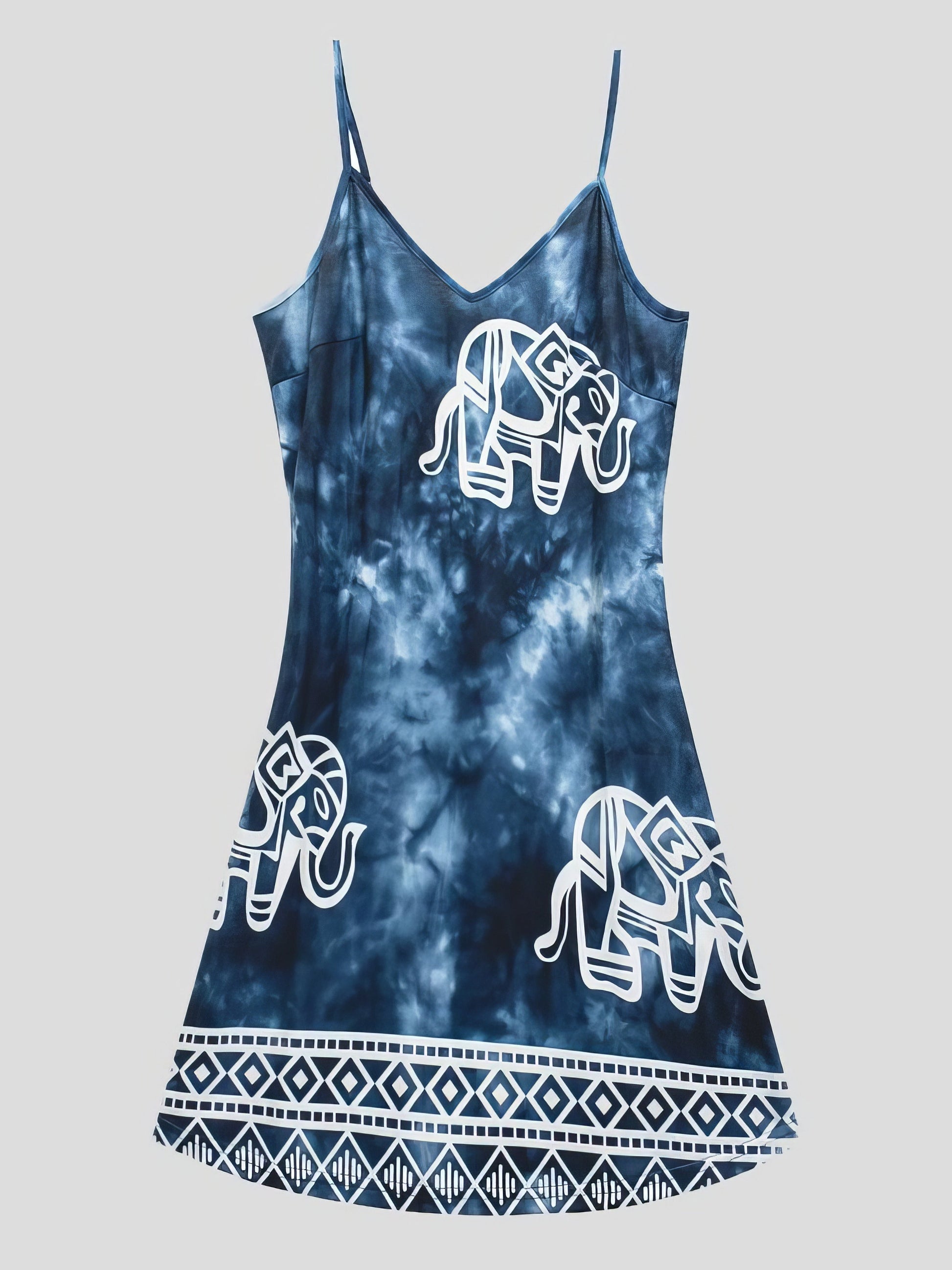 Tie-dye Elephant Print Sleeveless Skirt - LuckyFash™