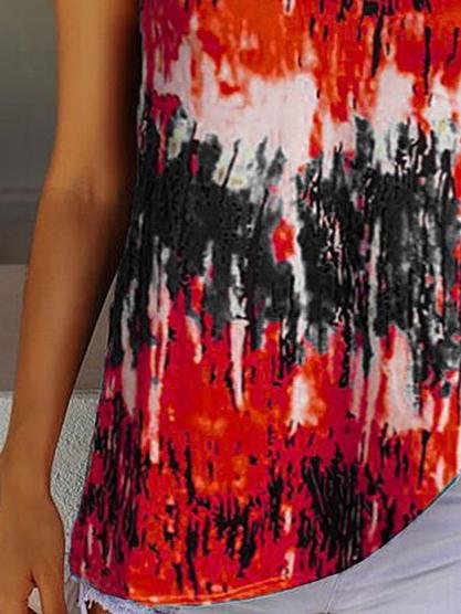 Tie-Dye Printed Crew Neck Sleeveless Tank Top - LuckyFash™