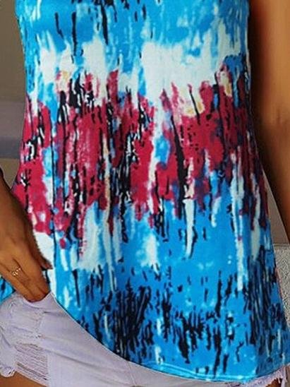 Tie-Dye Printed Crew Neck Sleeveless Tank Top - LuckyFash™