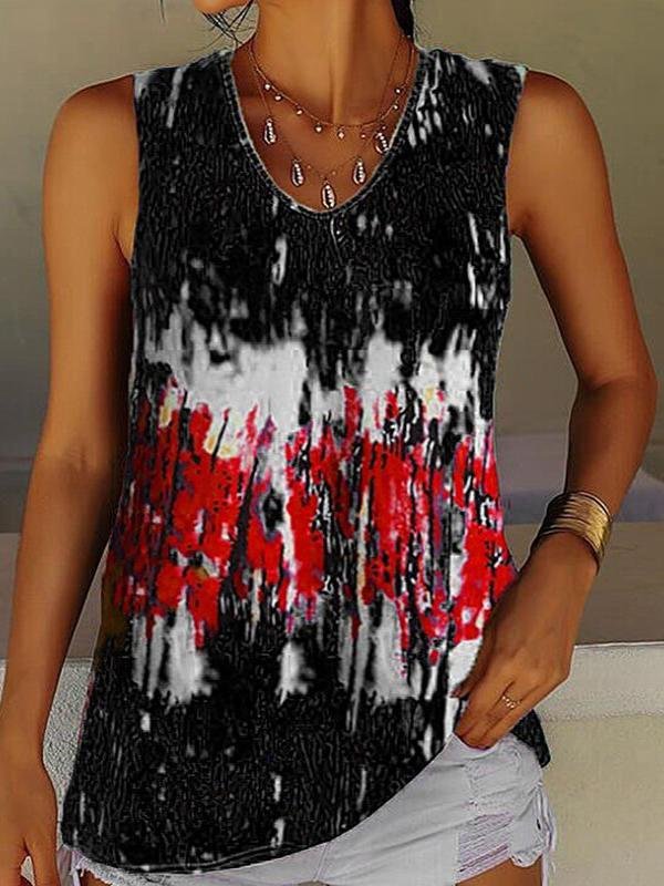 Tie-Dye Printed Crew Neck Sleeveless Tank Top - LuckyFash™