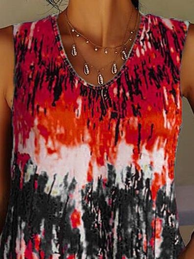 Tie-Dye Printed Crew Neck Sleeveless Tank Top - LuckyFash™