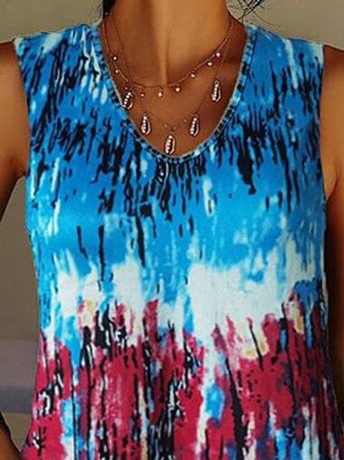 Tie-Dye Printed Crew Neck Sleeveless Tank Top - LuckyFash™