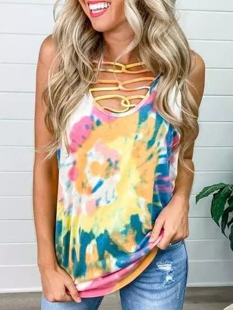 Tie-dye V-neck Cross Camisole - LuckyFash™