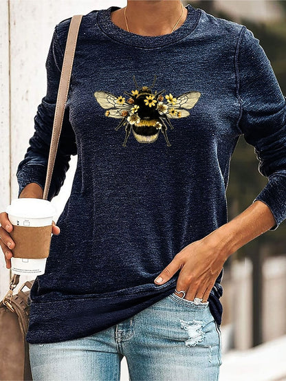 bees print o-neck casual t-shirt - LuckyFash™