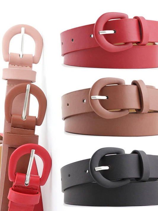 Women's Unisex PU Buckle Belt PU Leather Prong Buckle D-ring Casual Classic Party Daily Black Pink Red Brown - LuckyFash™