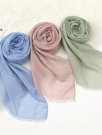 1 PC Sequins Cotton Viscose Muslim Hijab Scarves Women Long Shawls Solid Headscarf Head Wraps Islamic Turban Headband Foulard Bandana - LuckyFash™