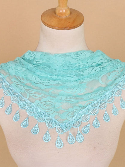 1pcs Solid Triangle Scarf for Church Shawl Catholic Church Prayer Shawl Hollow Floral Spanish Mantilla Lace Veil Wedding Cape for Women - LuckyFash™