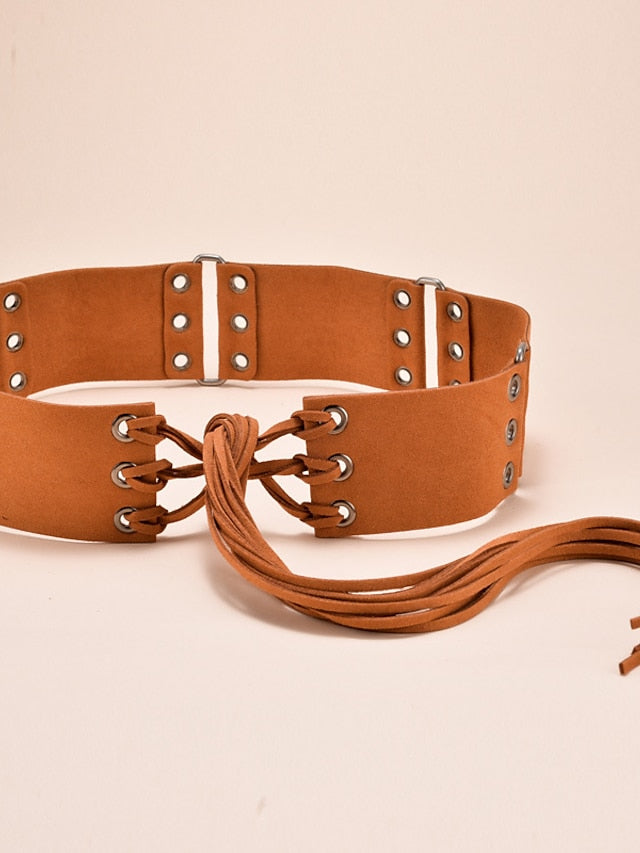 Women's Belt Leather Black Khaki Brown Coffee Wide Belt Outdoor Street Daily Holiday Pure Color / Vintage / Spring / Summer / Fall / Winter - LuckyFash™