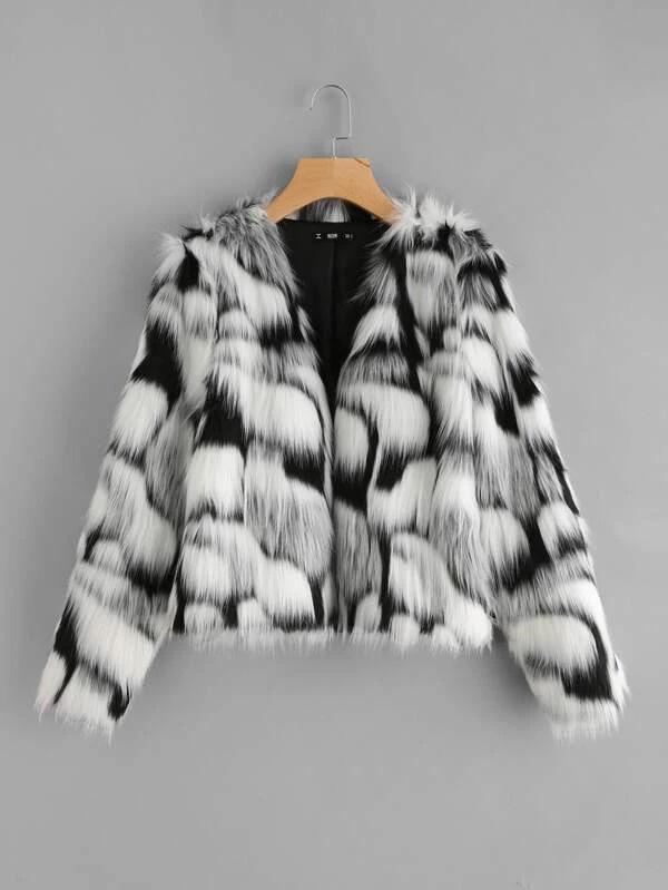 Two Tone Open Front Coat - LuckyFash™