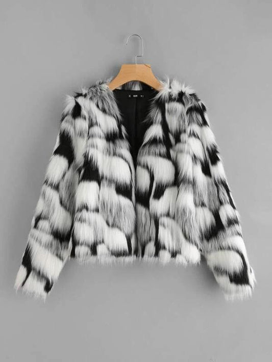 Two Tone Open Front Coat - LuckyFash™