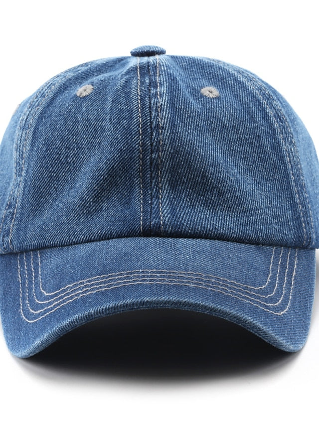 1pcs Summer Cap Women Ponytail Baseball Hat Fashion Hats Men Solid Denim Baseball Cap Cotton Outdoor Simple Visor Jeans Cap - LuckyFash™