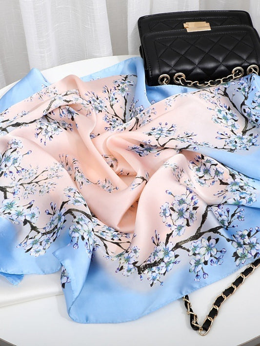 70*70cm Flower Silk Satin Square Scarf for Women Print Neckerchief Hijab Female Head Tie Shawl Wraps Bandana Echarpe - LuckyFash™