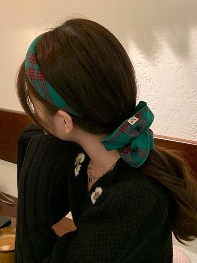 1PC Women's Girls' Headbands Scrunchie For Christmas Fabric Green bow Red bow Red headband - LuckyFash™