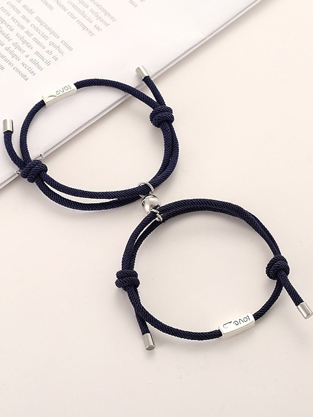 1 Pair Couple's Bracelet Magnetic Adjustable Romantic Series Love Simple Rope Bracelet Jewelry Milan For Gift - LuckyFash™