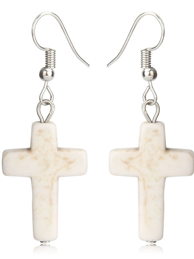 1 Pair Drop Earrings For Women's Turquoise Street Daily Alloy Classic Cross - LuckyFash™