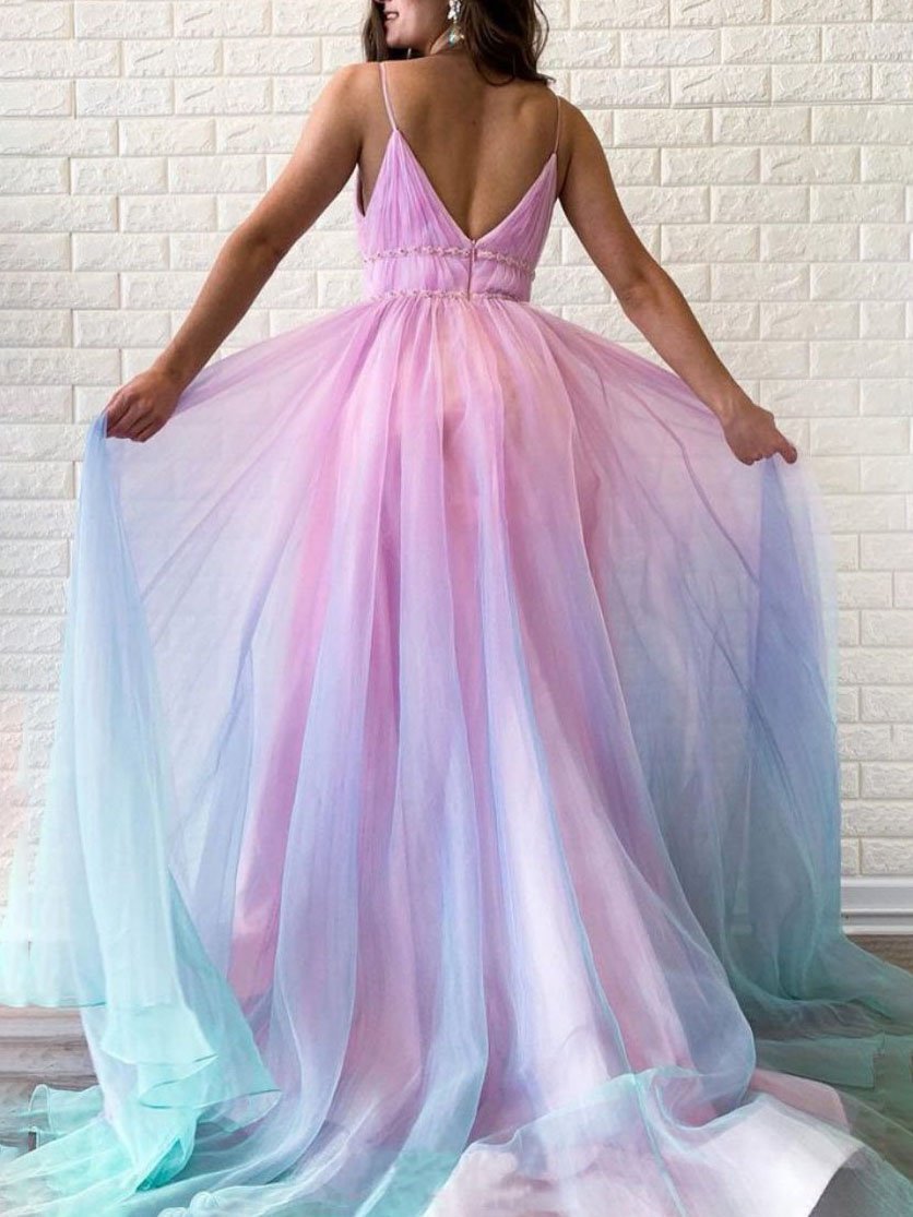 V-neck Backless Sling Gradient Dress - LuckyFash™