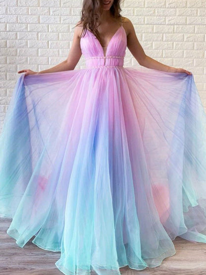 V-neck Backless Sling Gradient Dress - LuckyFash™