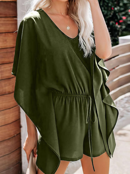 V Neck High Waist Wide Loose Casual Jumpsuit - LuckyFash™