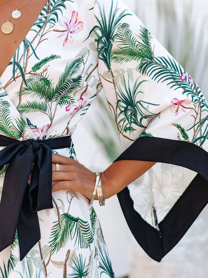 V-neck Lace-up Bat Sleeve Short Jumpsuit - LuckyFash™