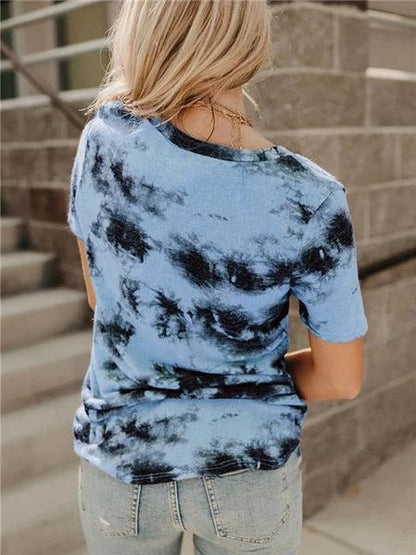 V-neck Loose Tie-dye Short-sleeved T-shirt - LuckyFash™