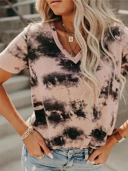 V-neck Loose Tie-dye Short-sleeved T-shirt - LuckyFash™