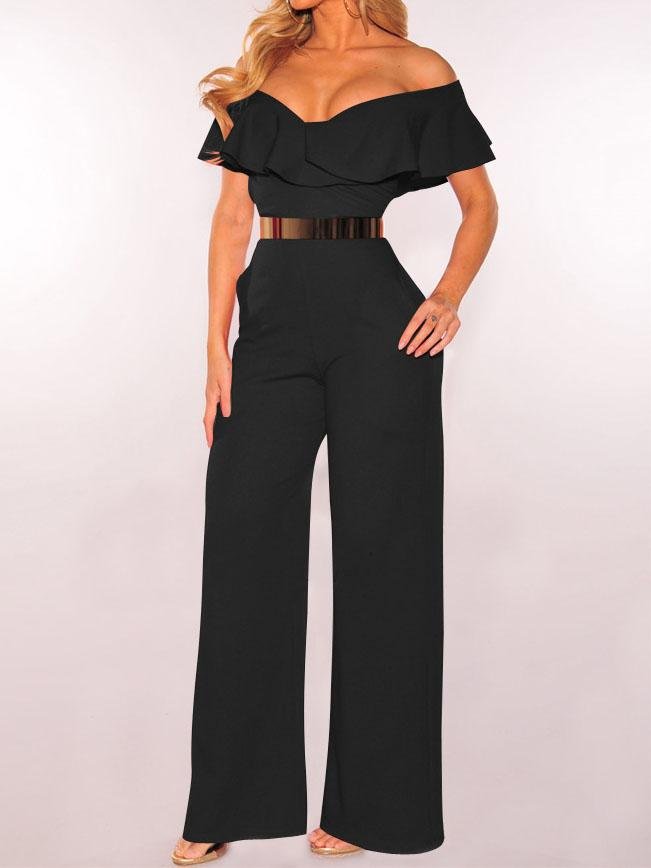 V-neck Ruffled High-waist Jumpsuit - LuckyFash™