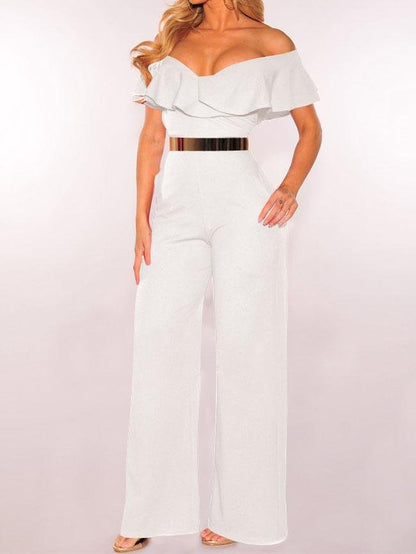 V-neck Ruffled High-waist Jumpsuit - LuckyFash™