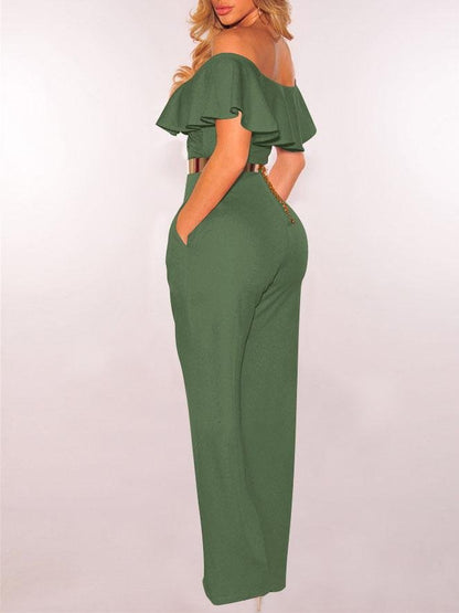 V-neck Ruffled High-waist Jumpsuit - LuckyFash™