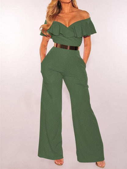 V-neck Ruffled High-waist Jumpsuit - LuckyFash™