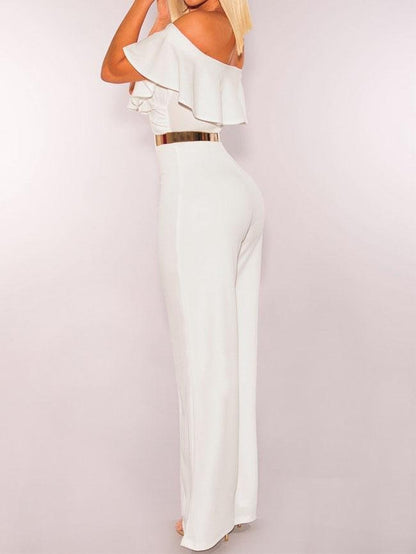 V-neck Ruffled High-waist Jumpsuit - LuckyFash™