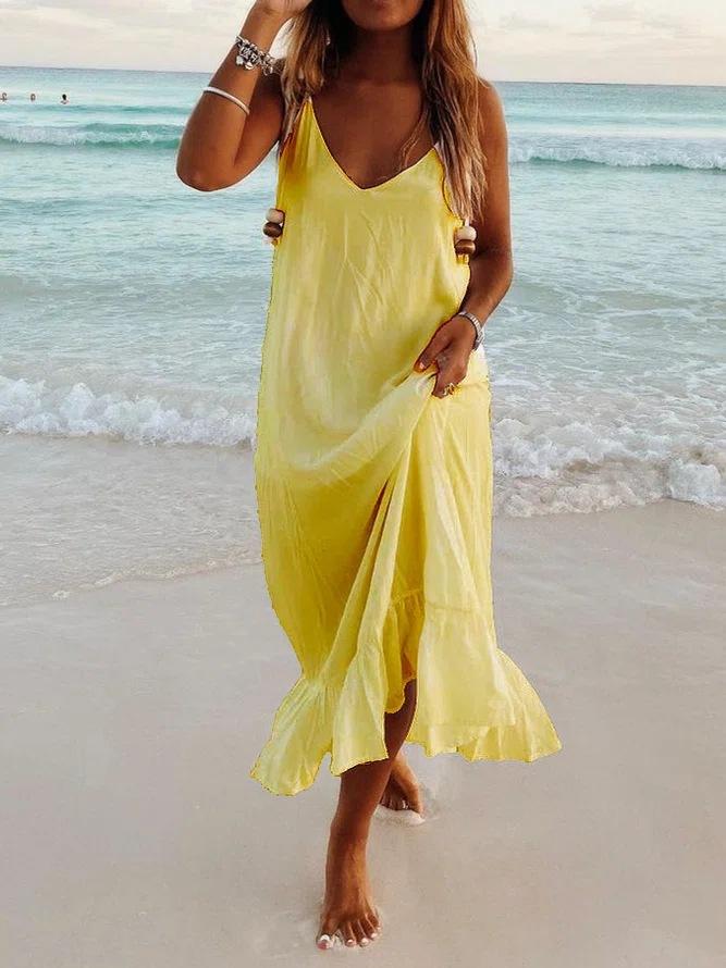 V-Neck Sleeveless Beach Resort Boho Dress - LuckyFash™