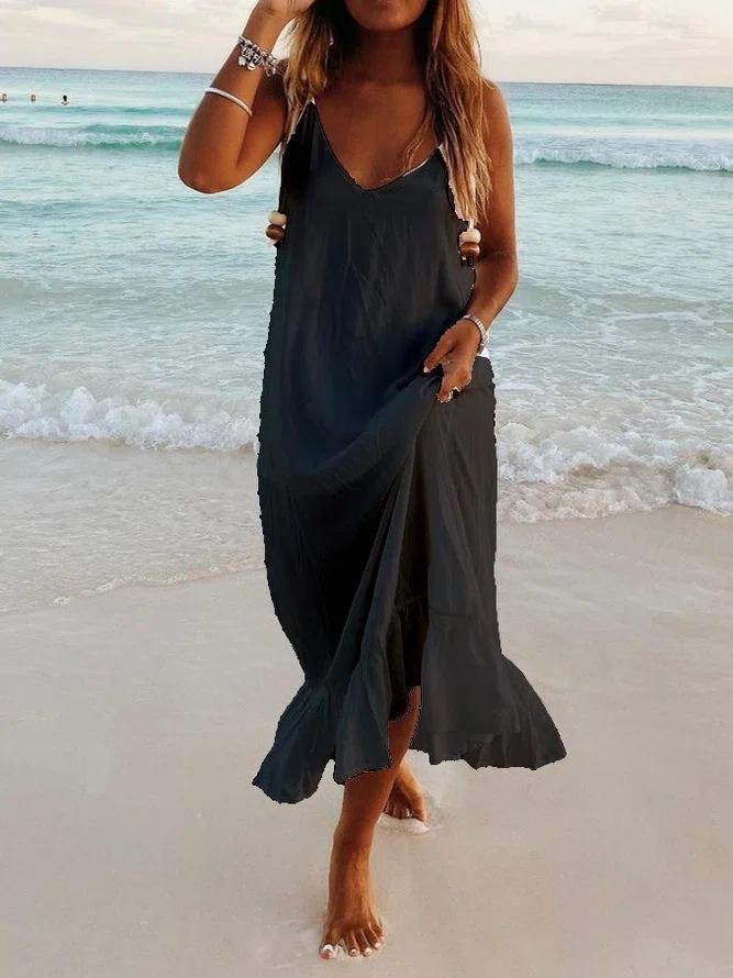 V-Neck Sleeveless Beach Resort Boho Dress - LuckyFash™
