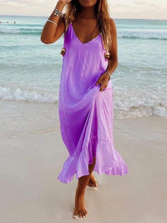 V-Neck Sleeveless Beach Resort Boho Dress - LuckyFash™