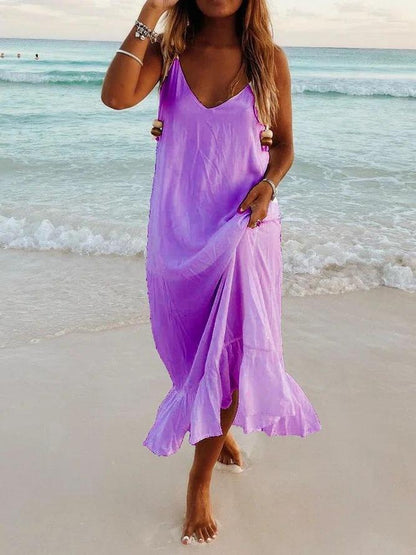 V-Neck Sleeveless Beach Resort Boho Dress - LuckyFash™
