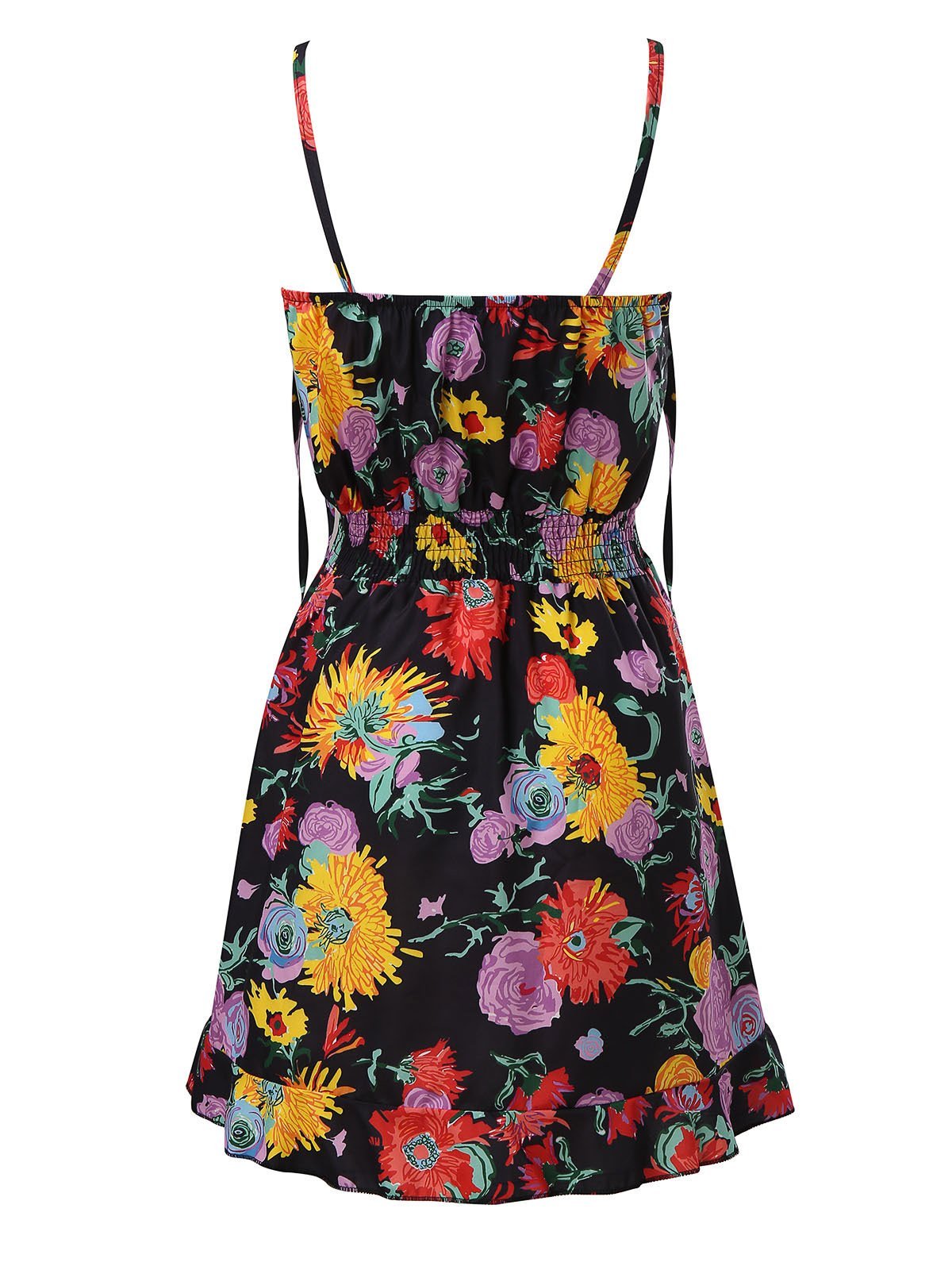 V-Neck Sleeveless Floral Print Suspender Dress - LuckyFash™